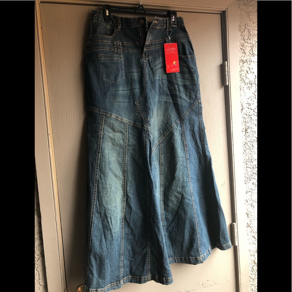 Denim long skirt